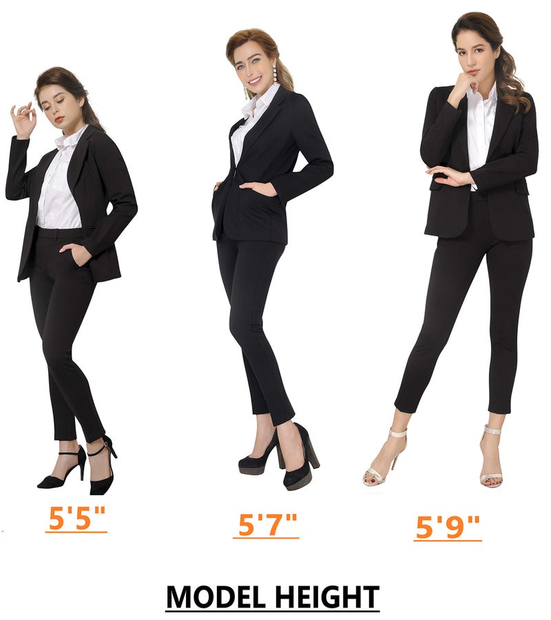 Marycrafts Womenâ€™s Two Piece Suits â€“ Business Blazer Pant Suit Set for Work, Professional Outfit, Office Wear, Formal Business Attire 12 Black - Image 1